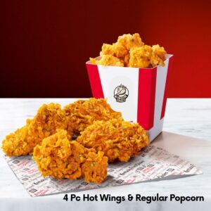 4 Pc Hot Wings & Regular Popcorn
