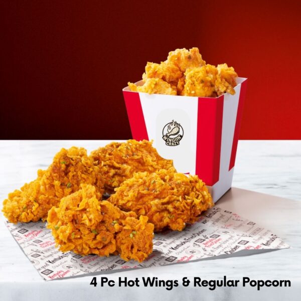 4 Pc Hot Wings & Regular Popcorn